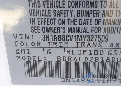 2021 Nissan Sentra Sv Xtronic Cvt from USA, damaged, VIN 3N1AB8CV1MY327509